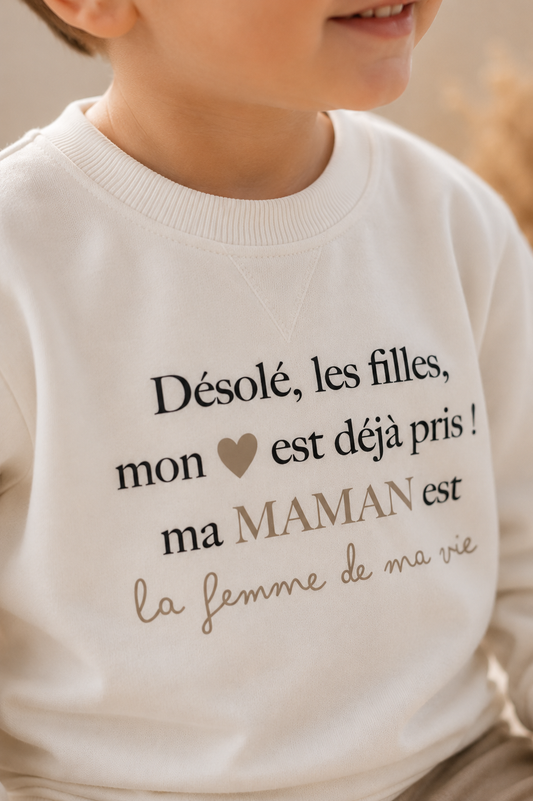 Pull garçon "Mon coeur pris"