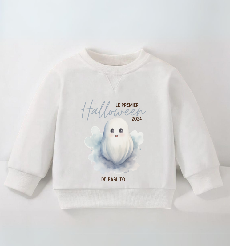 Pull bébé Halloween - fantôme bleu