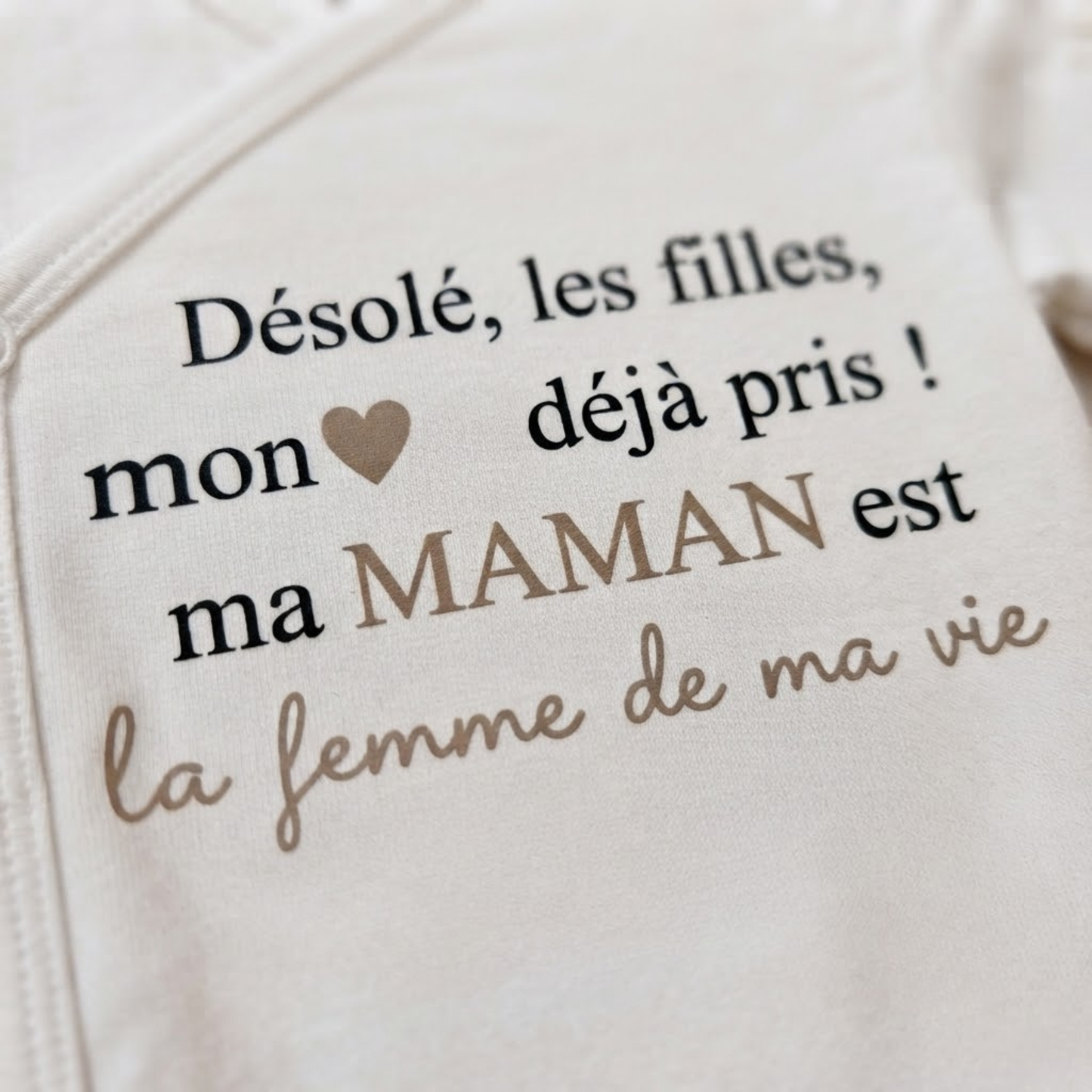 Body bébé "Désolé les filles, mon cœur est déjà pris, ma ... est la femme de ma vie"
