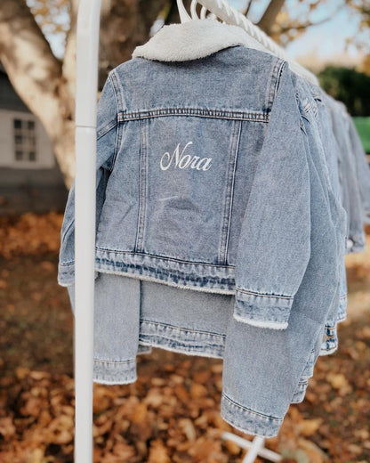 Veste en denim et moumoute