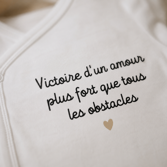 Body bébé "Victoire d'un amour plus fort que tous les obstacles"