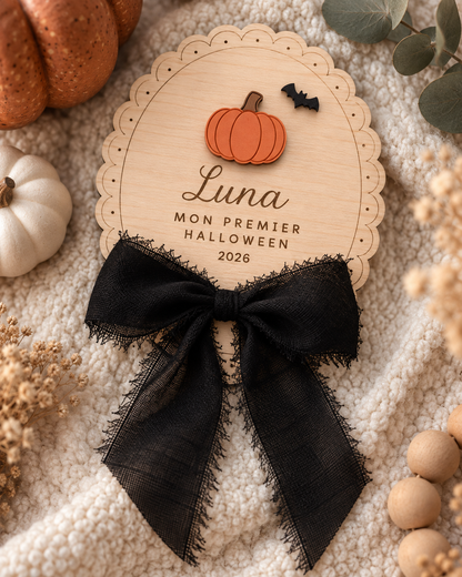 Décoration en bois - Halloween avec noeud