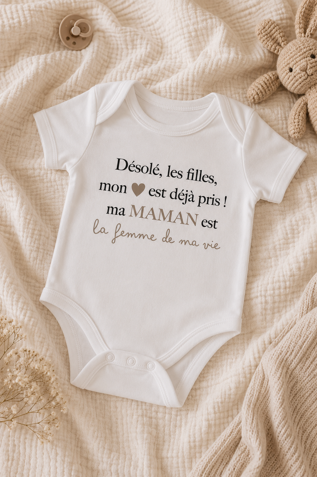 Body bébé "Désolé les filles, mon cœur est déjà pris, ma ... est la femme de ma vie"
