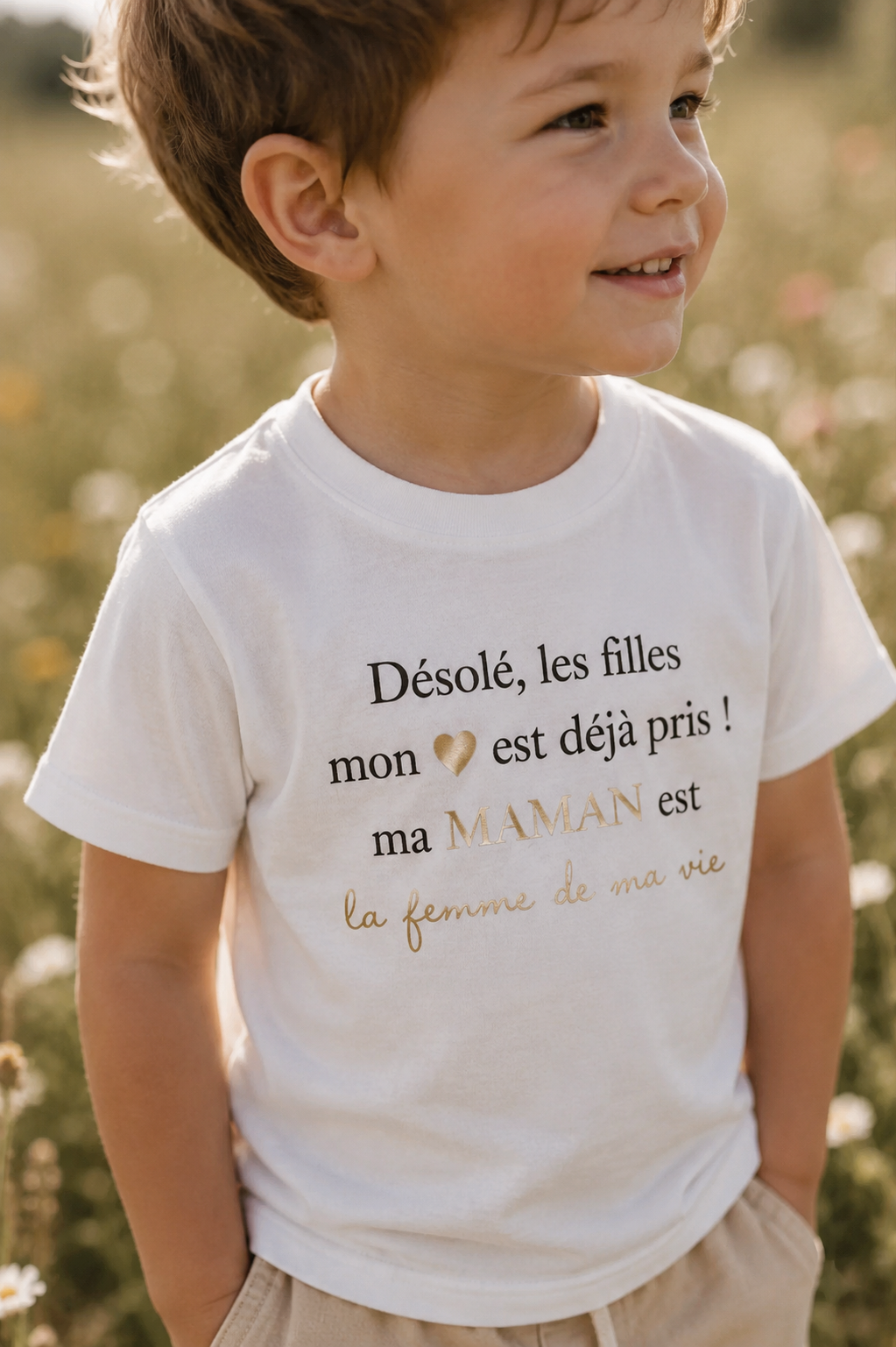 T-shirt garçon "Mon coeur pris"