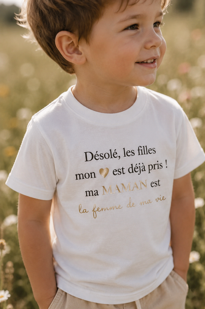 T-shirt garçon "Mon coeur pris"