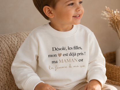 Pull garçon "Mon coeur pris"