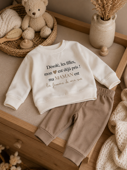 Pull garçon "Mon coeur pris"