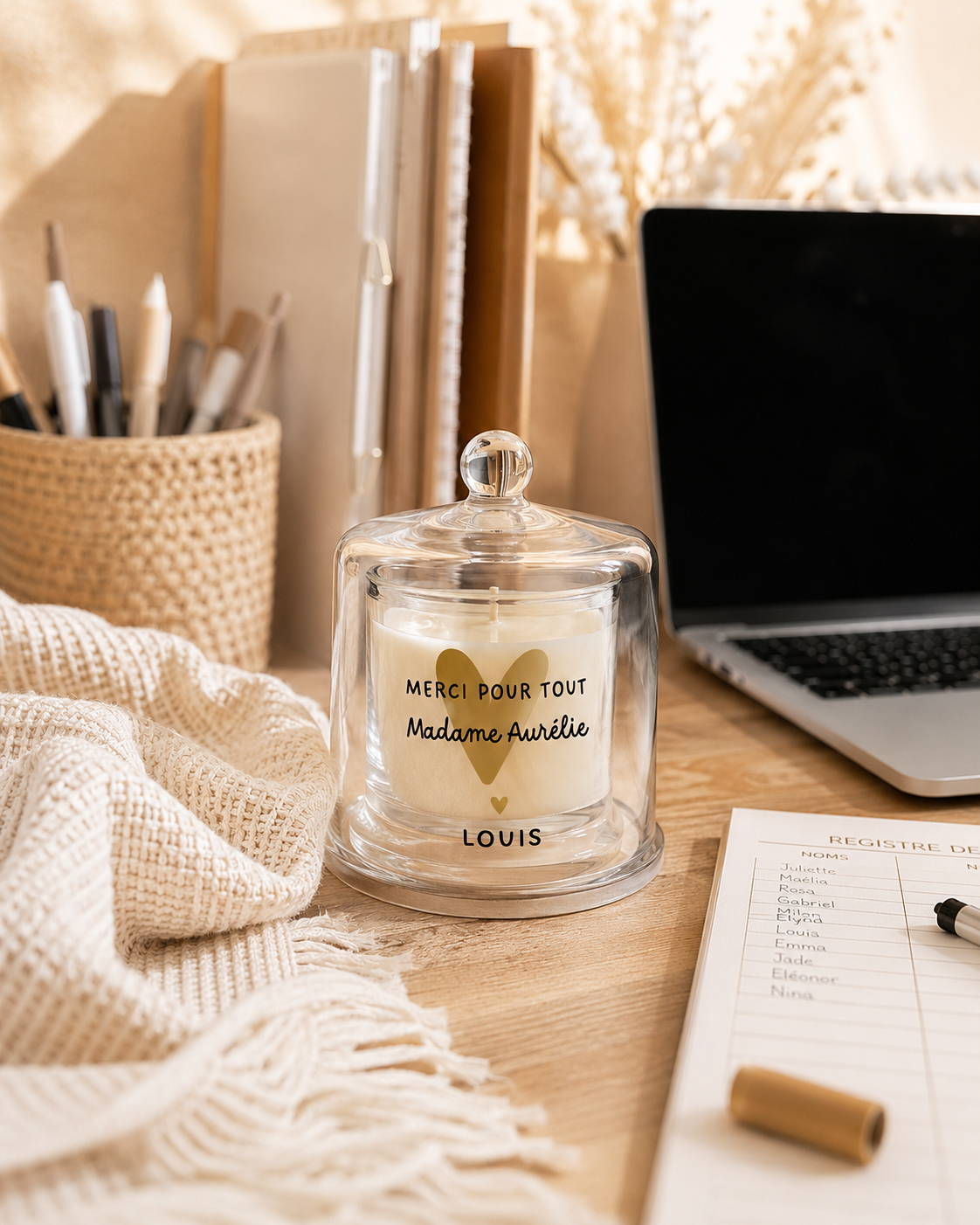 Bougie sous cloche - Merci pour tout