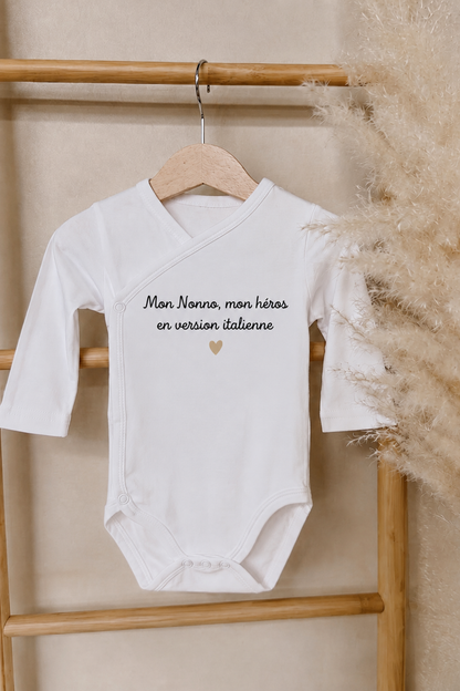 Body bébé "Mon ..., mon héros en version italienne"