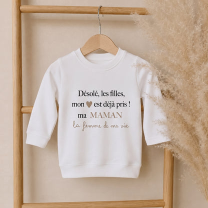 Pull garçon "Mon coeur pris"