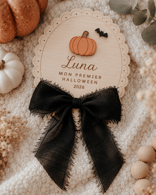 Décoration en bois - Halloween avec noeud