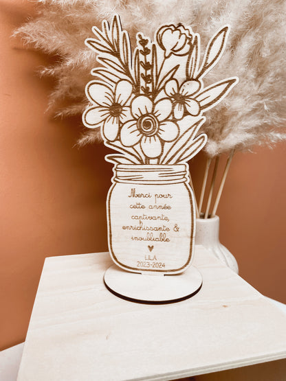 Déco en bois vase de fleurs